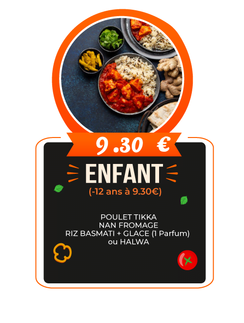 Menu enfant Restaurant Indien