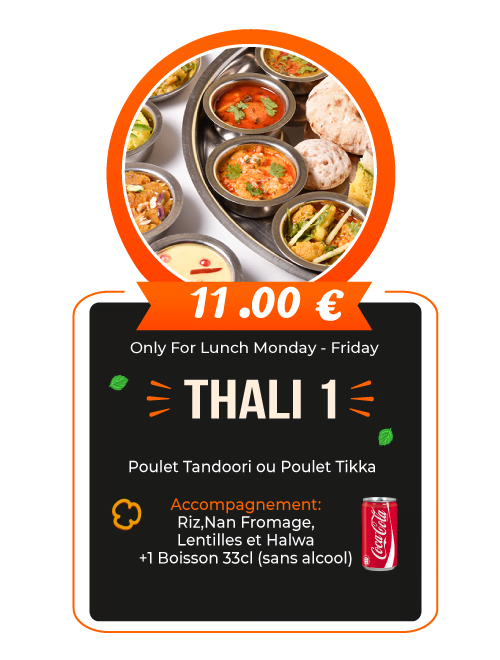 Menu thali 1 Resturant Indien