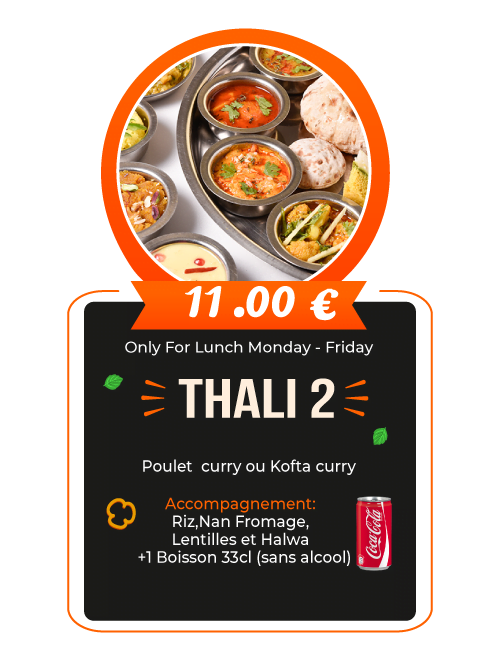 Menu thali 2 Resturant Indien